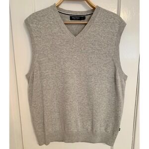 Nautica Sweater  Vest /‎  Gray 100% Cotton Layering Golf / Size M